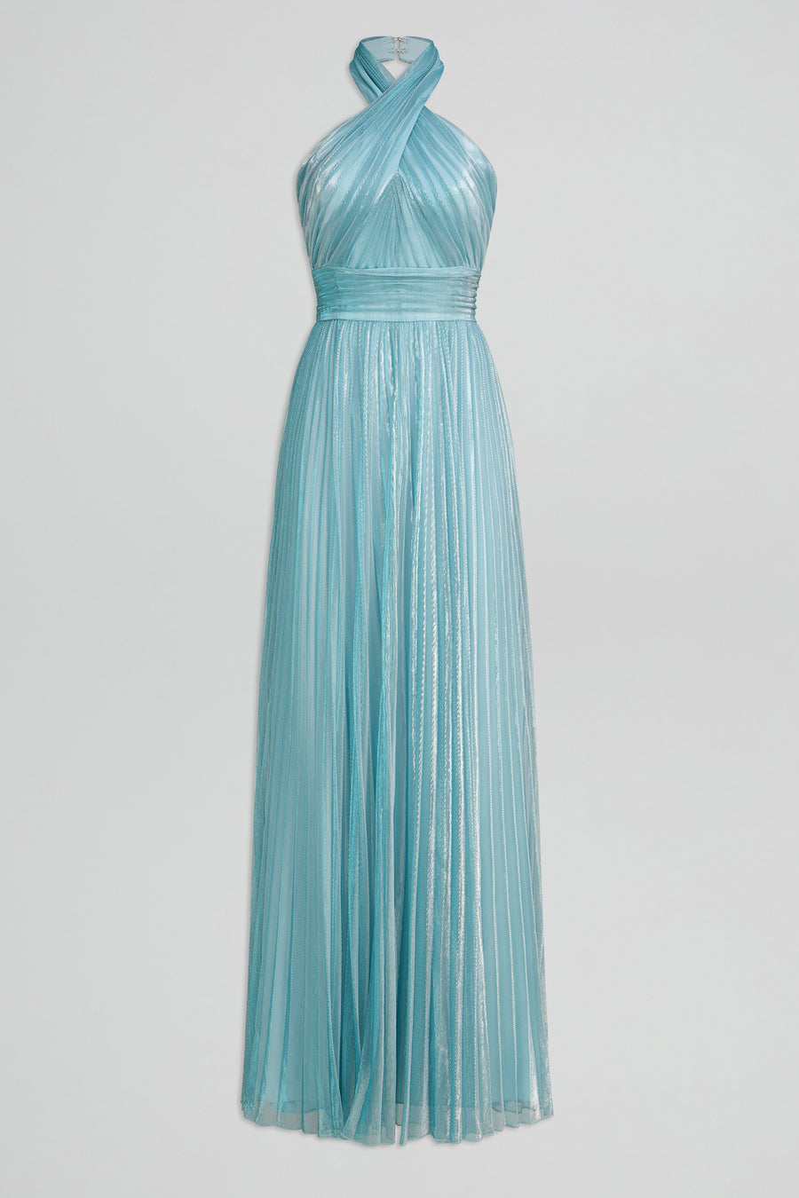 Leilani Gown In Pleated Lurex 2 / Aqua Leilani Gown In Pleated Lurex 2 / Aqua