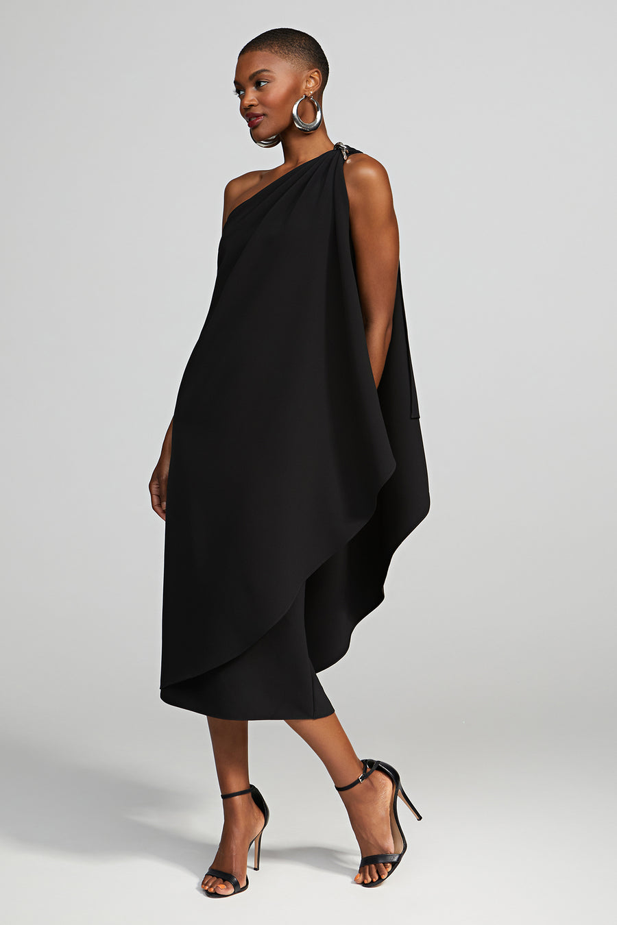 halston perri crepe asymmetric dress HALSTON Perri asymmetric stretch-crepe dress