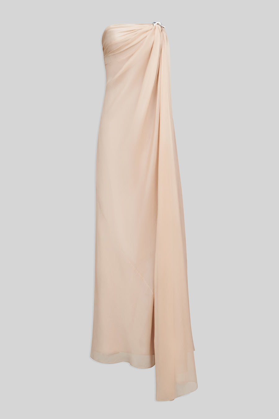 oyster chiffon dress Rivena Rosette Chiffon Drape Maxi Dress Oyster