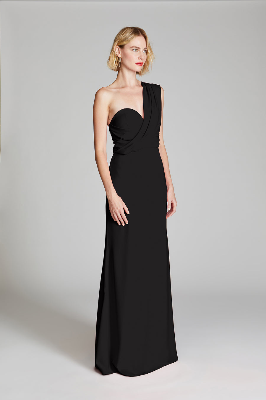 long black crepe dress CREPE DE CHINE SILK LINED MAXI DRESS IN BLACK | CULT MIA