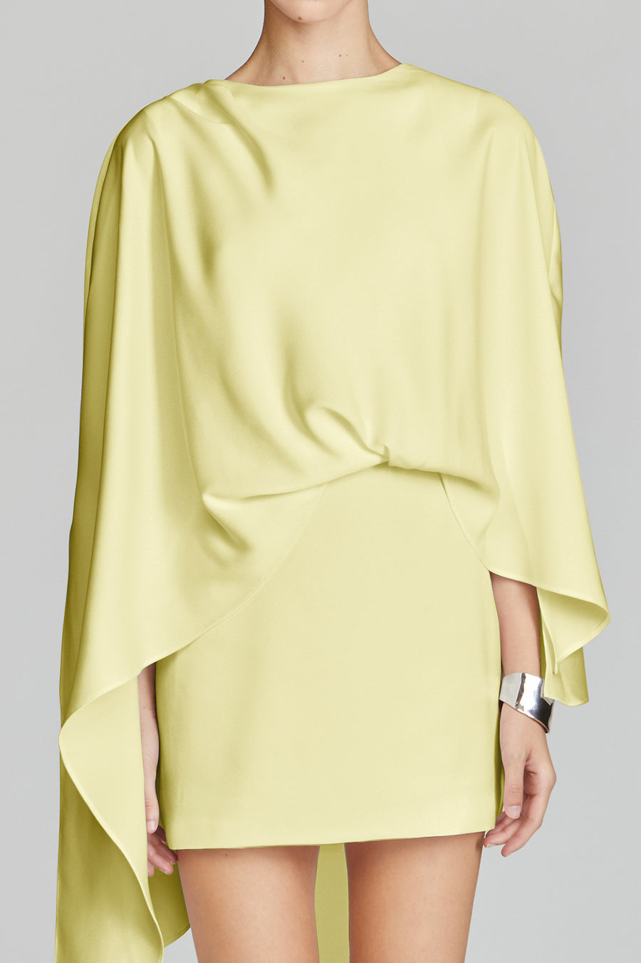 laure crepe mini dress Halston Laure Asymmetric Draped Crepe Mini Dress