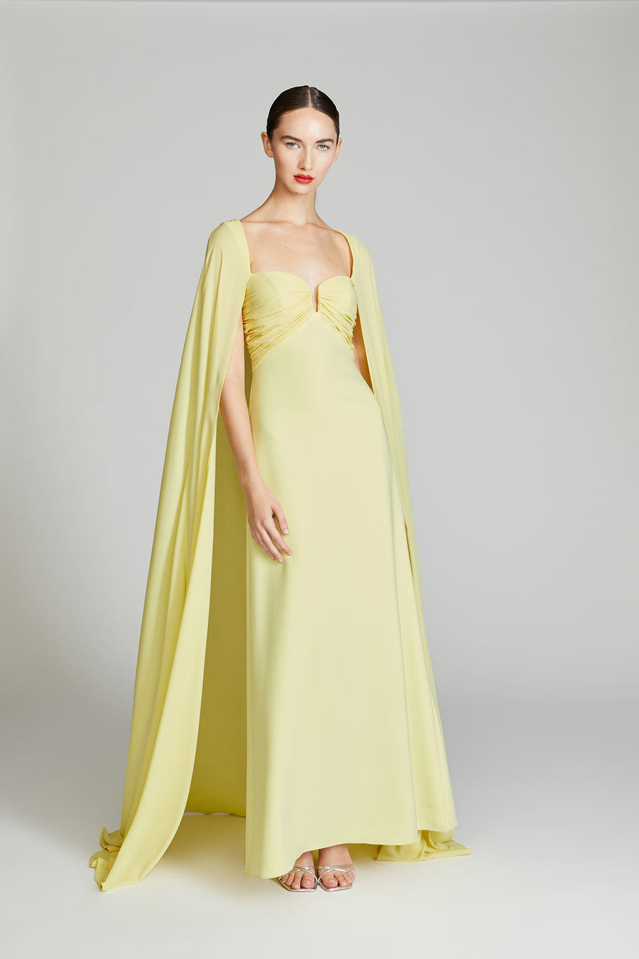 Alma Crepe With Georgette Gown Halston Alma Crepe With Georgette Gown Halston