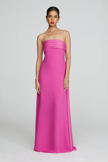 pink halston dress Lisette Satin Gown 2 / Shocking Pink
