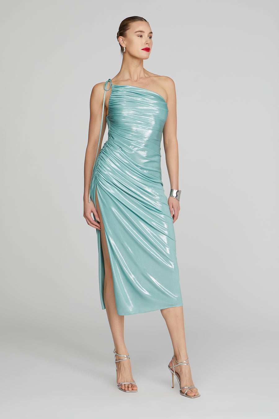 Mona One Shoulder Midi Dress Halston Mona One Shoulder Midi Dress Halston