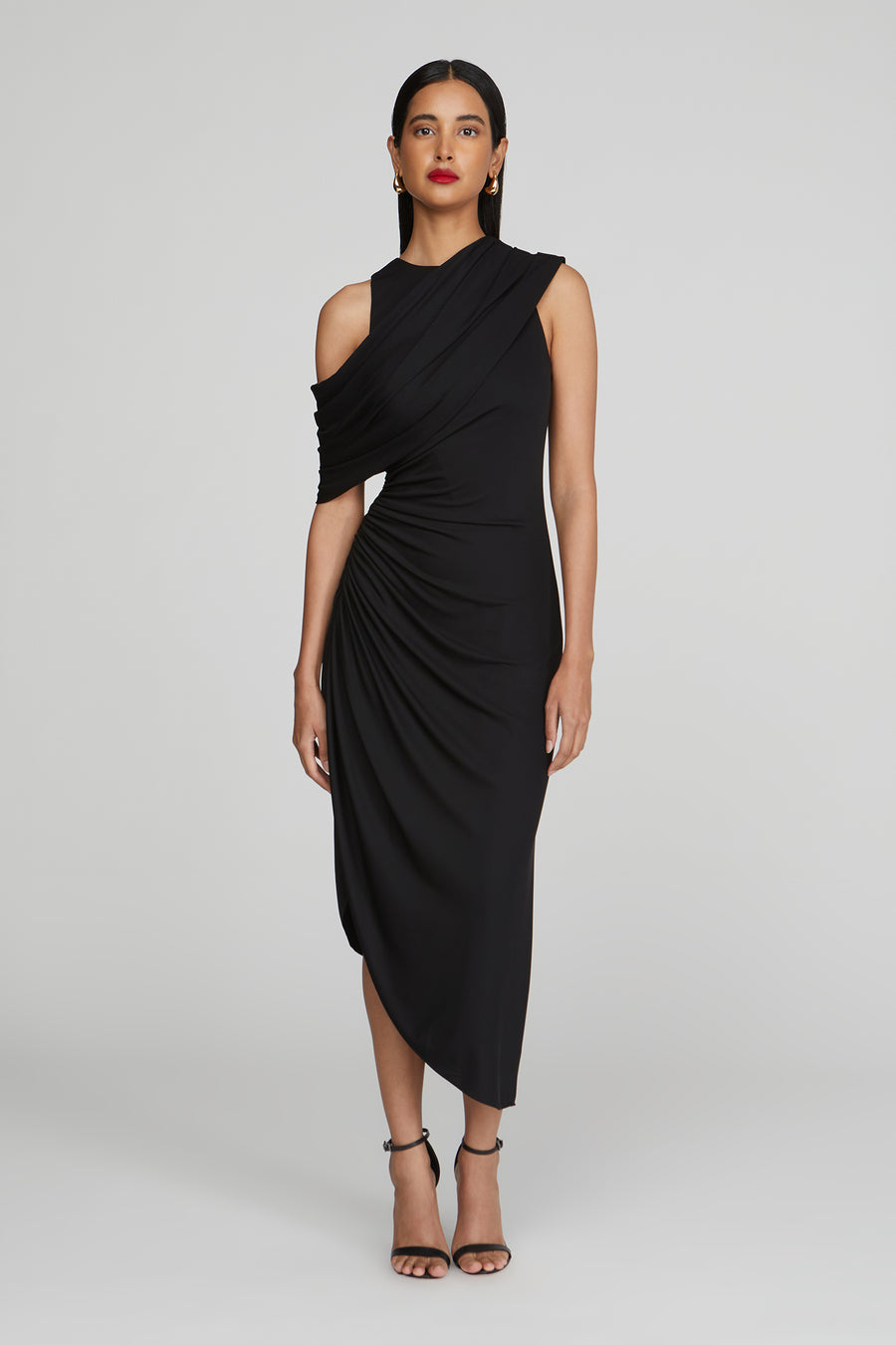 matte jersey cocktail dress Alex Evenings Contour Dress with Cap Sleeves & Tulip Overlay Skirt Black / 4