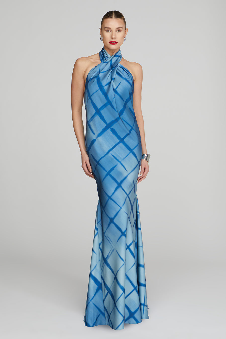 halston heritage Corinne Printed Satin Gown Online Sale Clothing