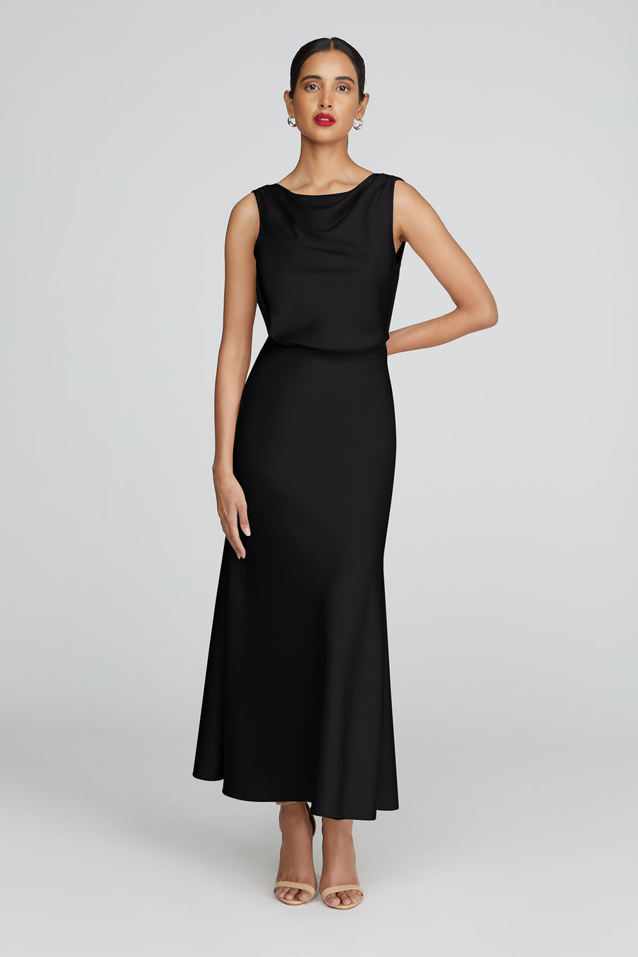 halston midi dress Halston womens Asymmetrical Hem Midi Dress, 8, Women's, Black