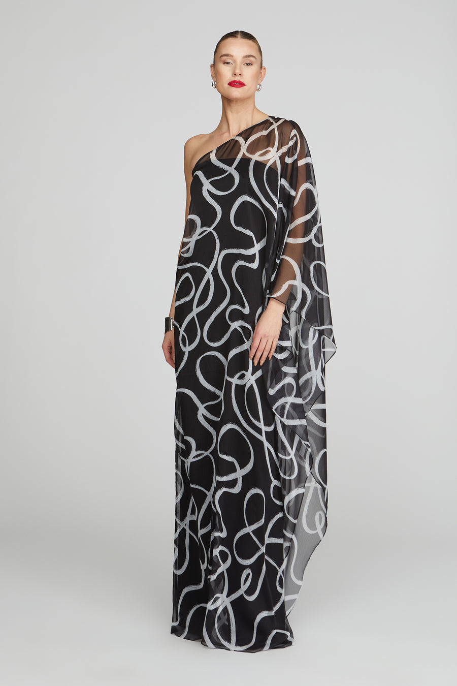 Elodie Chiffon Caftan 8 / Black Ribbon Elodie Chiffon Caftan 8 / Black Ribbon