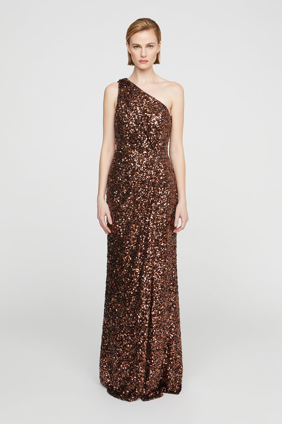 bronze sequin bridesmaid dress Brown Sequin Sleeveless Racerback Long Bridesmaid Dress