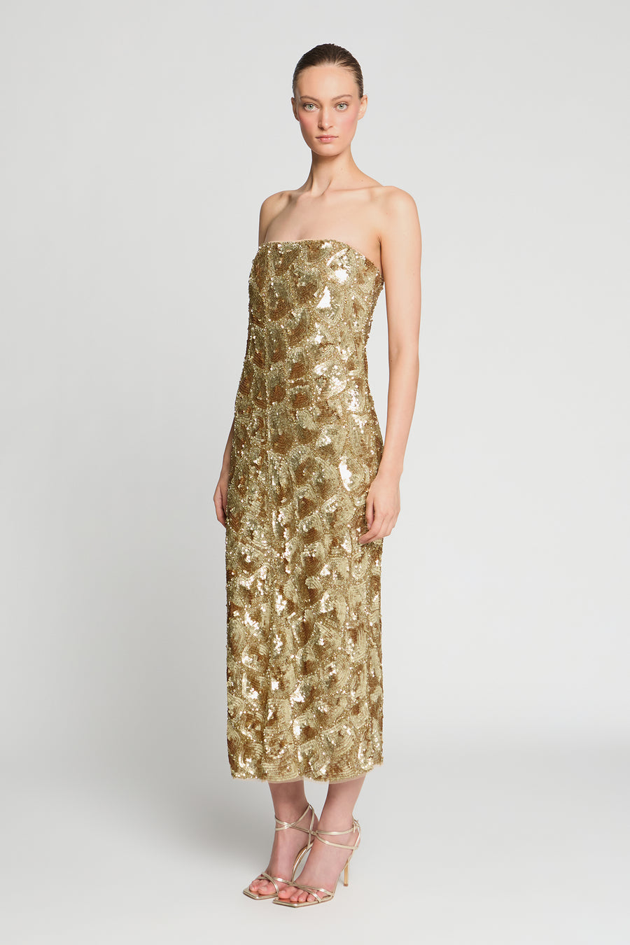 Sigrid Beaded Midi Dress Halston Sigrid Beaded Midi Dress Halston