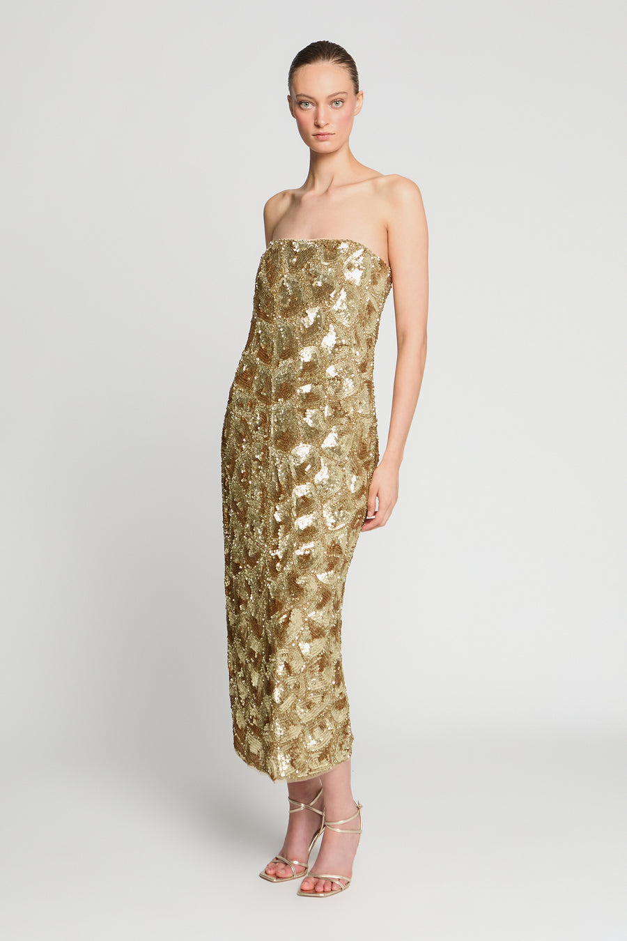 Sigrid Beaded Midi Dress Halston Sigrid Beaded Midi Dress Halston