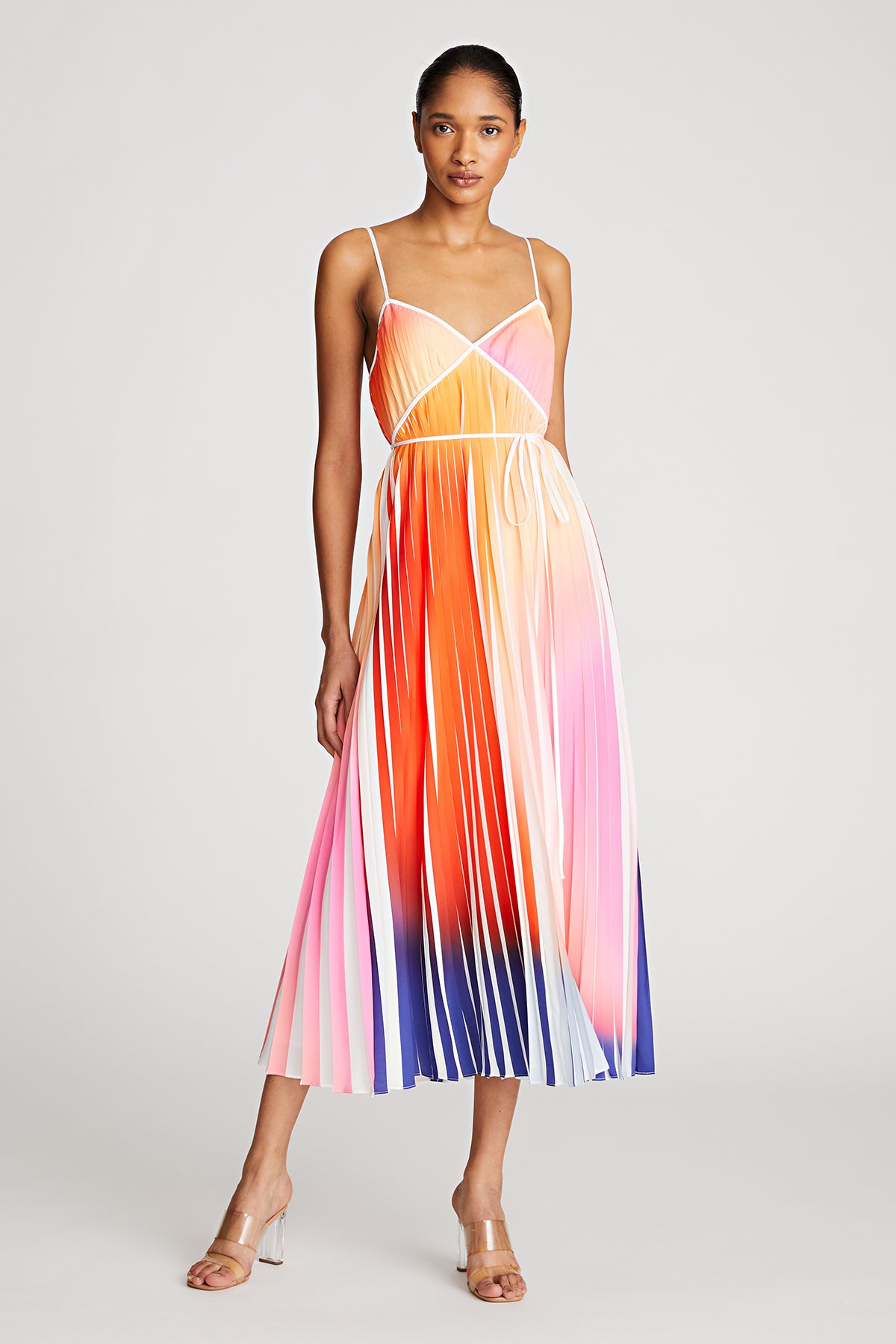 Mollie Dress In Pleated Print – Halston