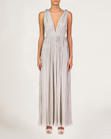 Lana Pleated V Neck Gown