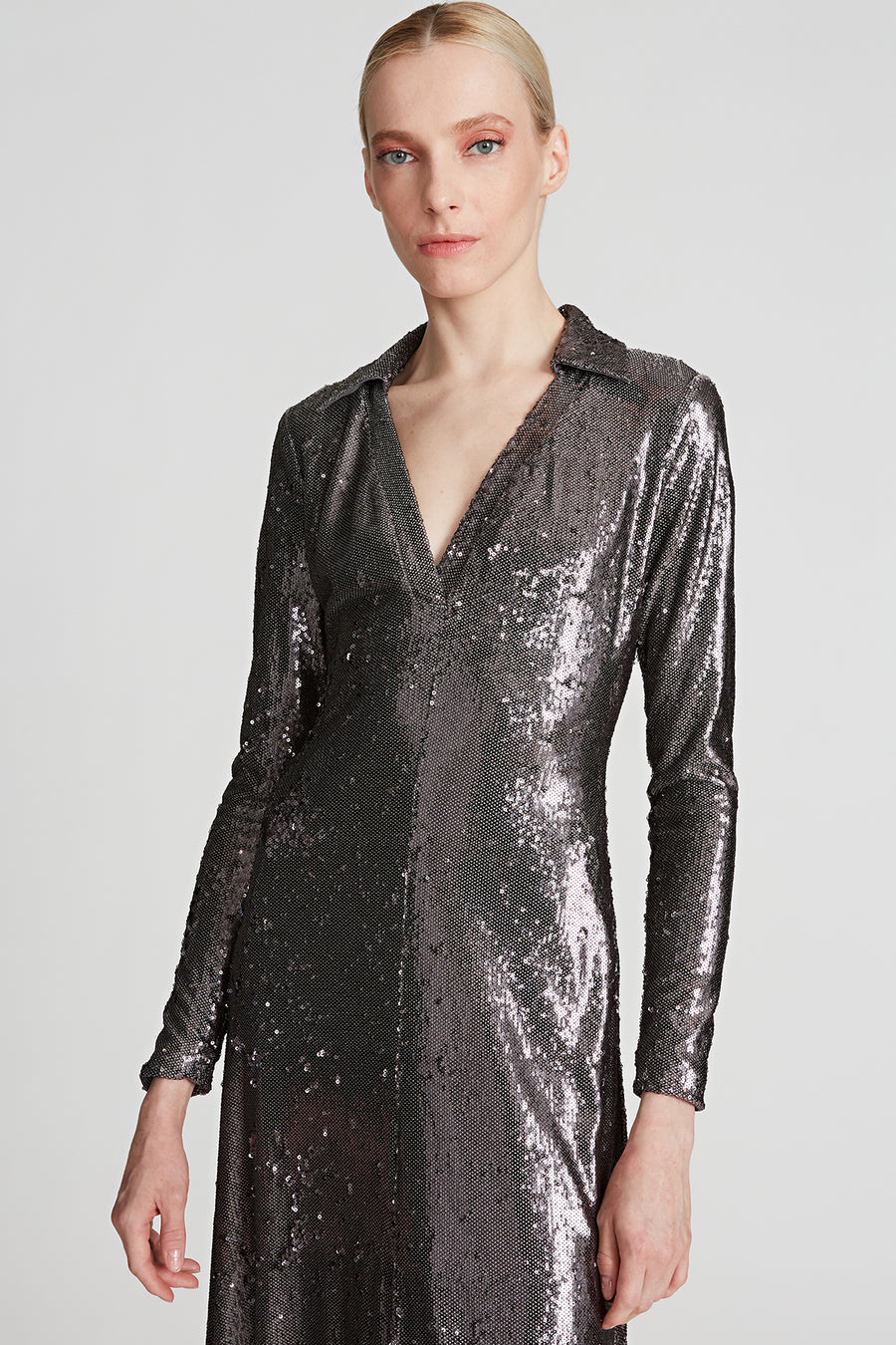fiona sequin dress Fiona Sequin Pattern V-Neck Dress