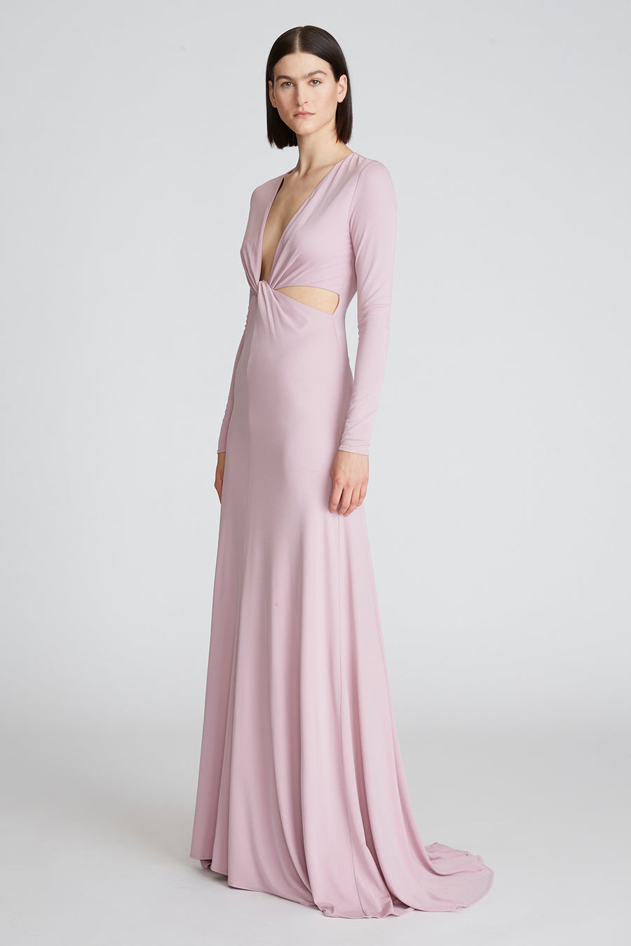 Halston - Andie Matte Jersey Twist Gown - Dusty Rose Halston - Andie Matte Jersey Twist Gown - Dusty Rose
