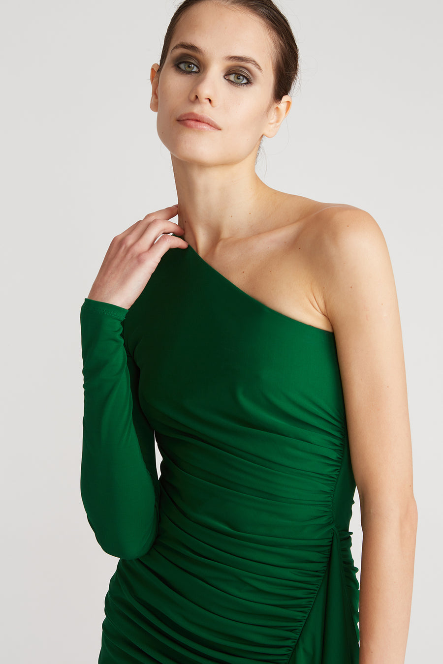 Lori One Shoulder Jersey Dress Jade