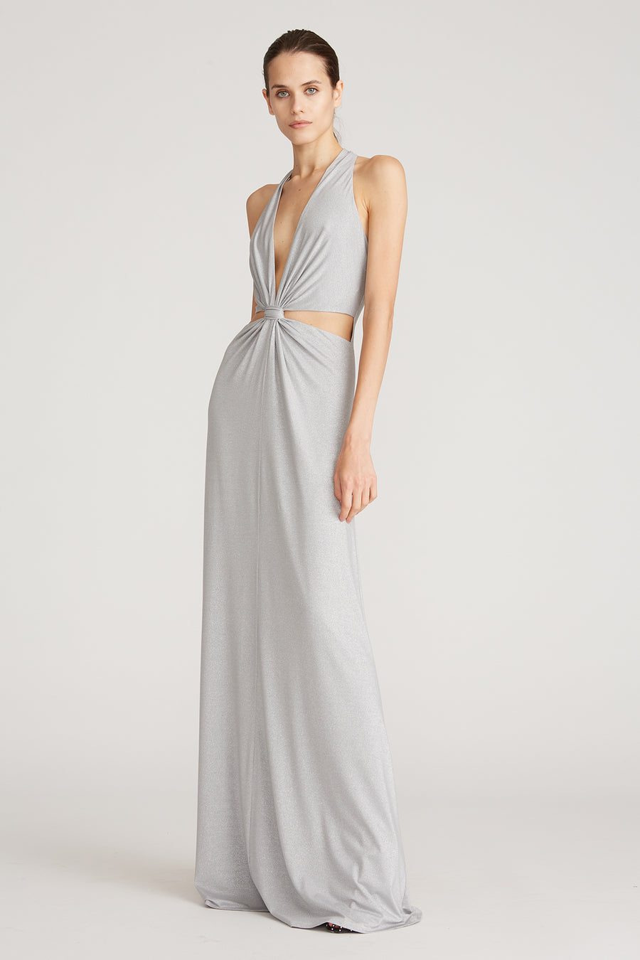 Rose Shimmer Jersey Twist Gown