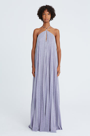 Em Shimmer Jersey Pleated Gown
