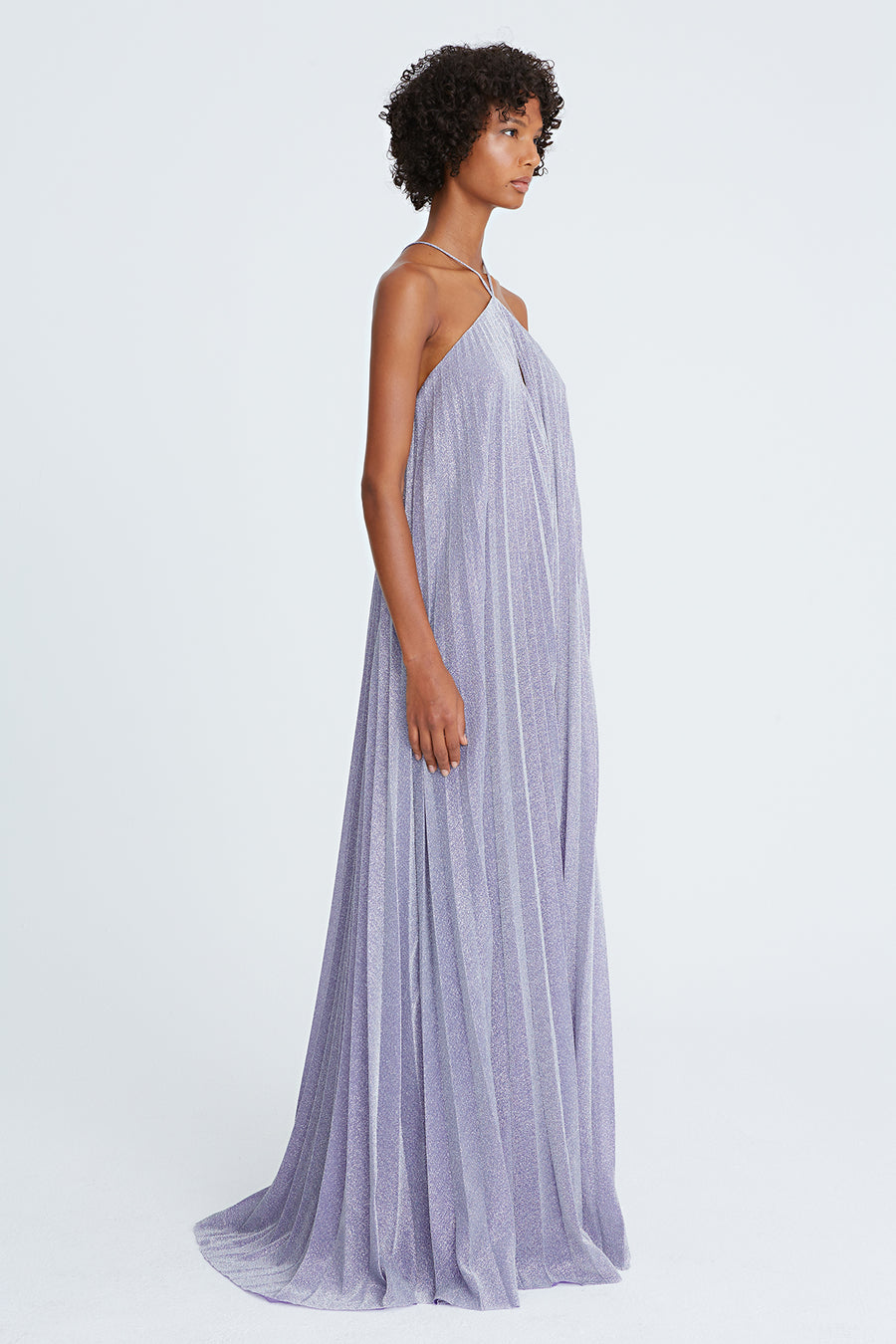 Em Shimmer Jersey Pleated Gown