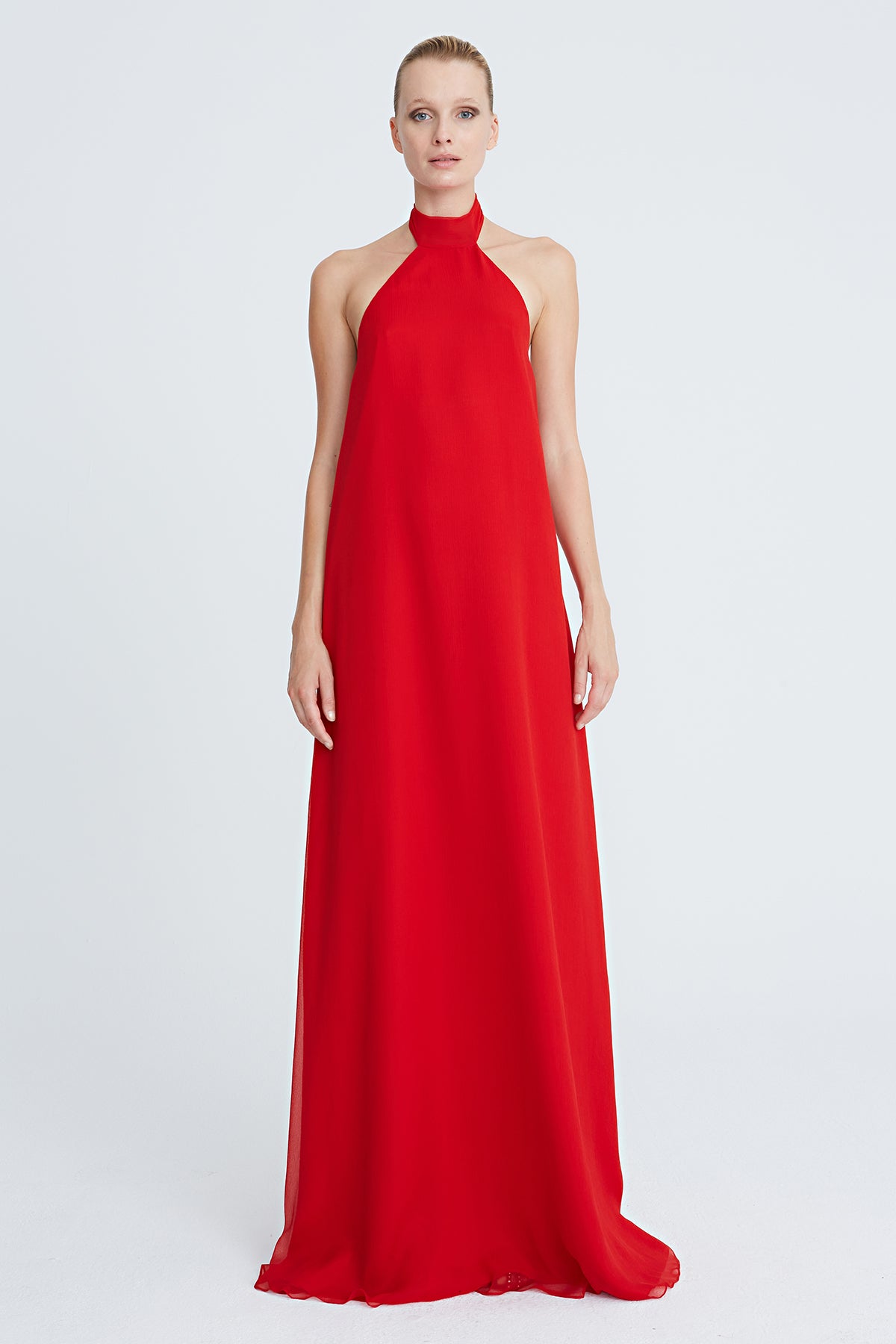 Lizza Chiffon Halter Gown – Halston