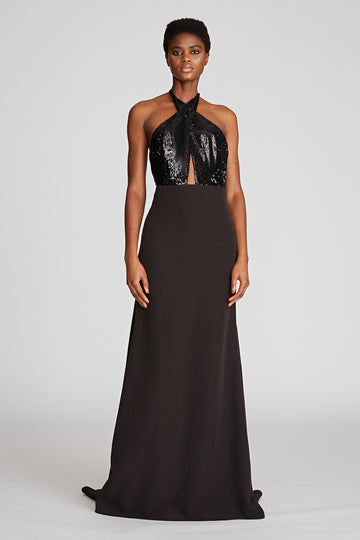 Lacey Gown In Crepe/Sequins