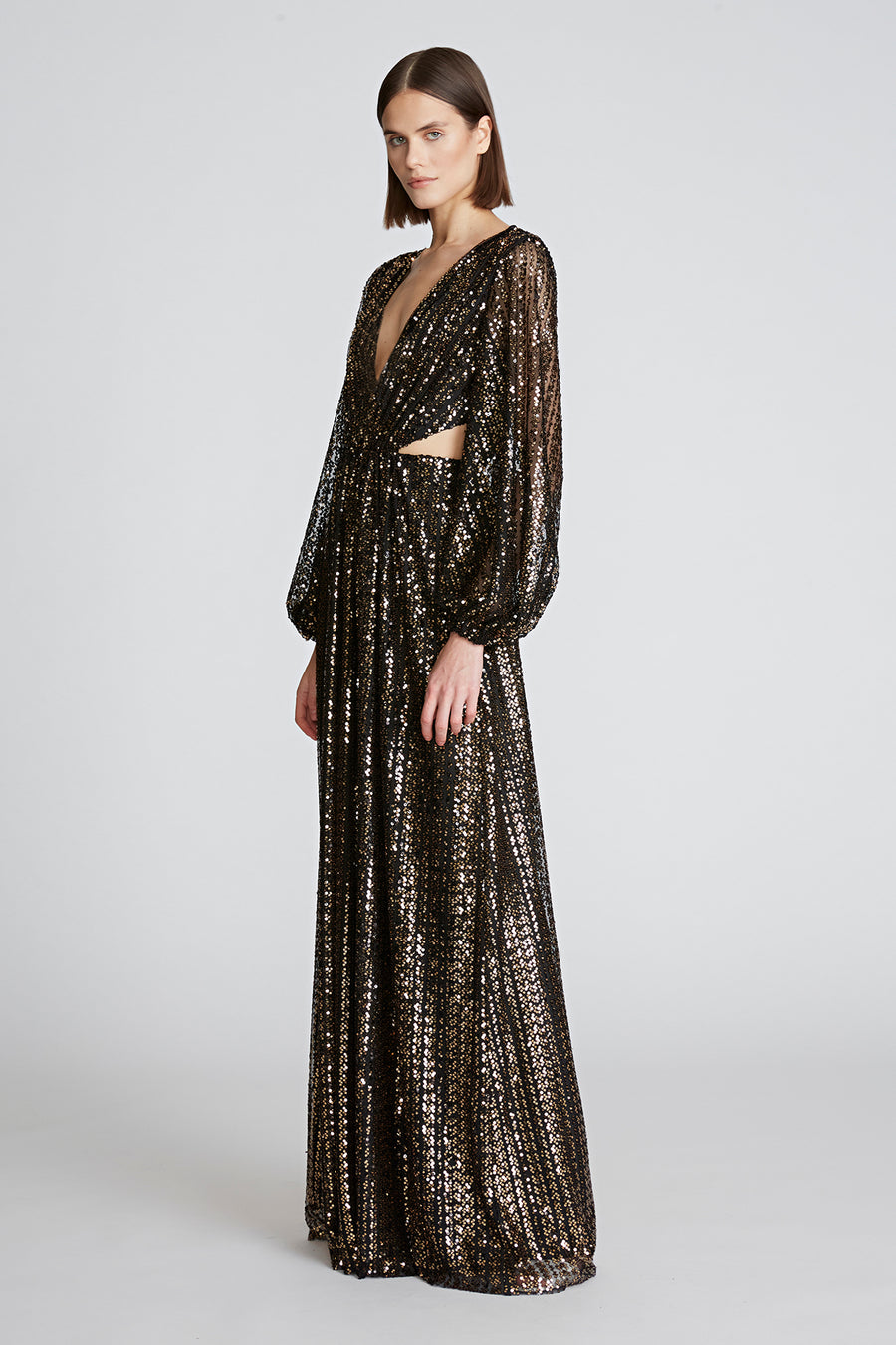 Madelyn Gown In Sequins 0 / Black/ Gold Madelyn Gown In Sequins 0 / Black/ Gold