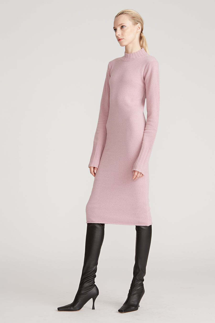 cashmere dress Womens Ribbed Knit Wrap Long Sleeve V Neck Midi Dresses Beige / XL its feminine and versatile neckline allows you to transform your look by wearing it on or off shoulder Women Cashmere Dress