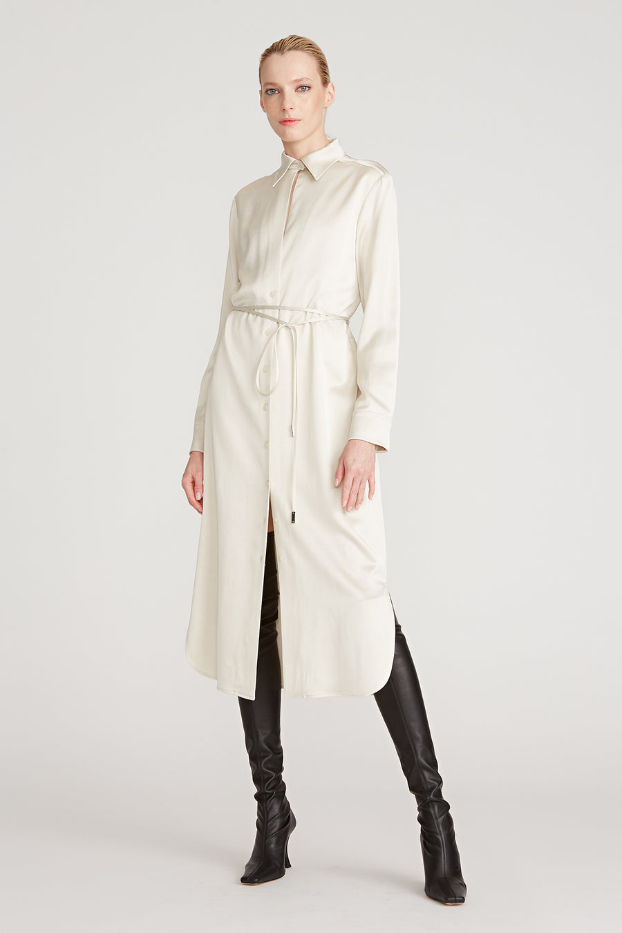 Halston - Halston - Charlotte Shirt Dress in Fog Halston - Halston - Charlotte Shirt Dress in Fog
