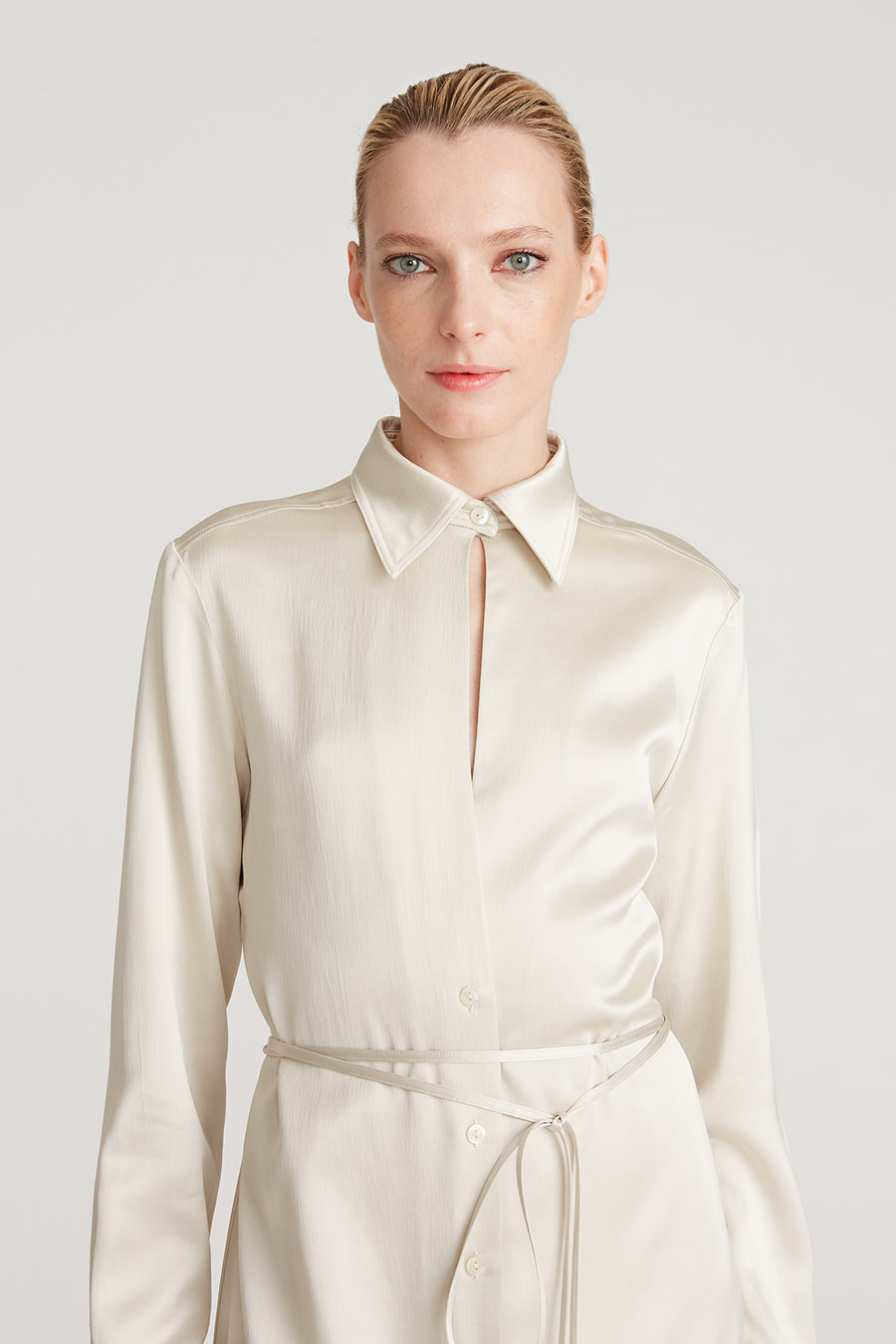 Halston - Halston - Charlotte Shirt Dress in Fog Halston - Halston - Charlotte Shirt Dress in Fog