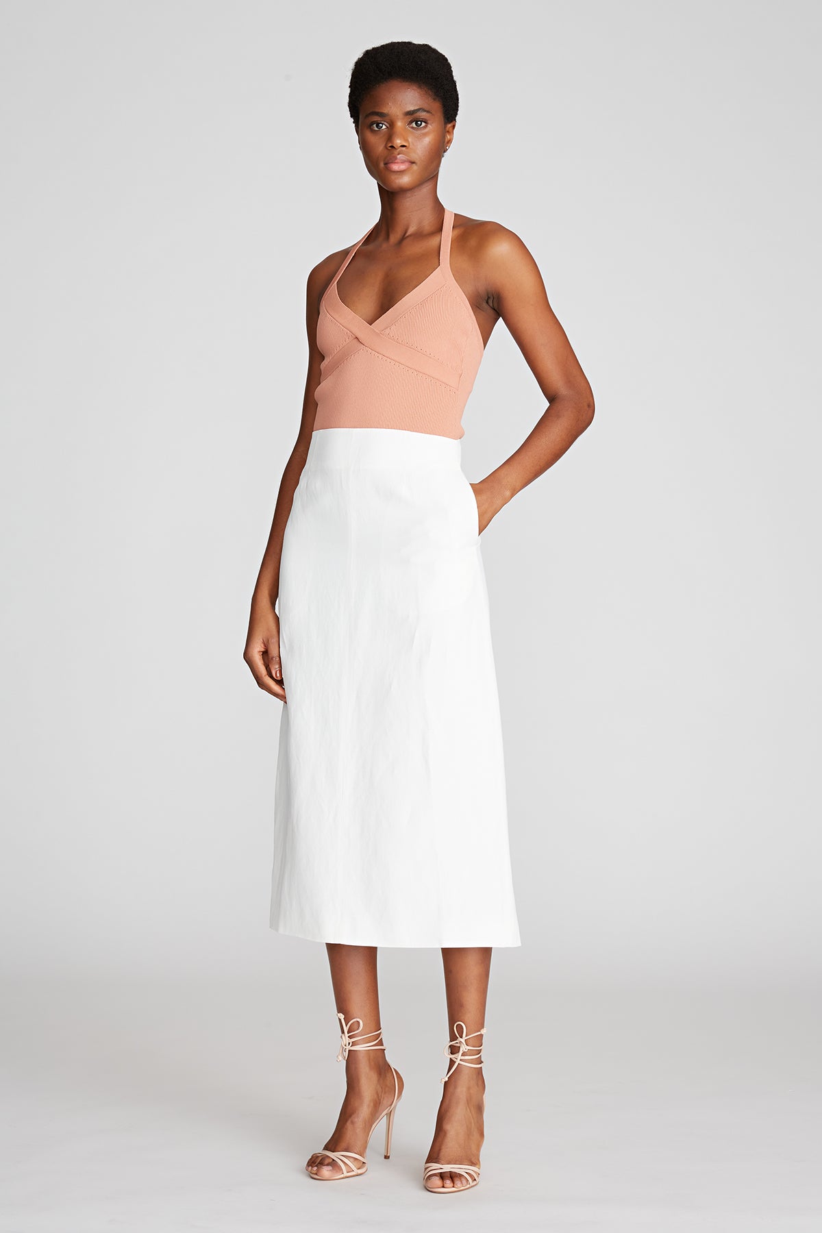 Evan Skirt In Viscose Linen – Halston