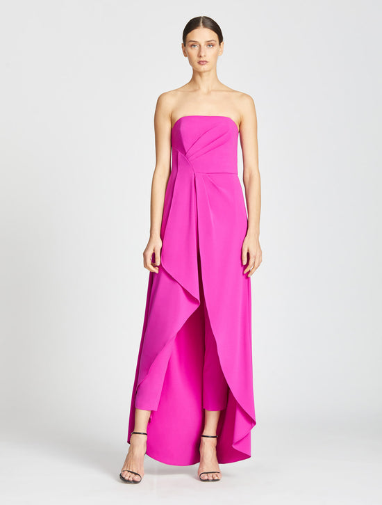 Strapless Jumpsuit Skirt Overlay Halston