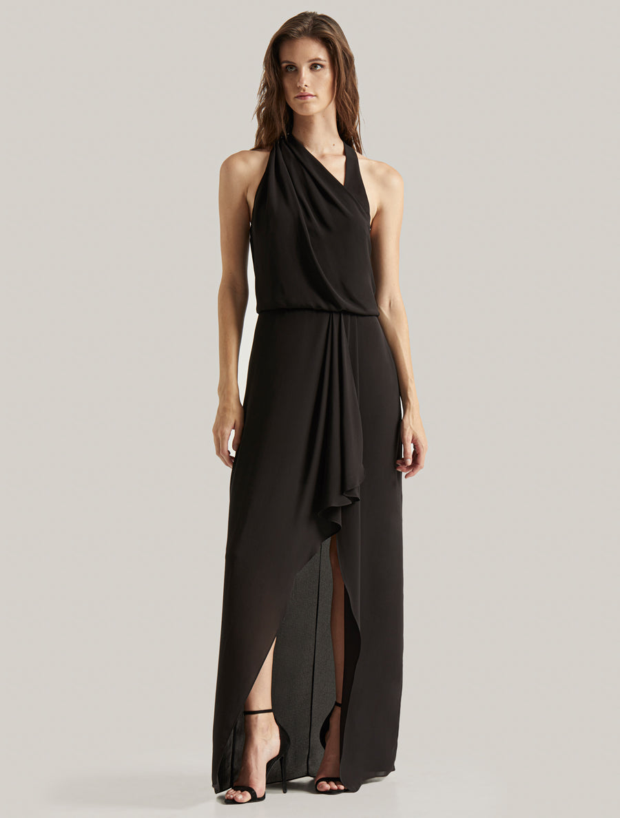 halston heritage asymmetrical dress Halston Heritage Asymmetrical Sleeve Dress in Chalk