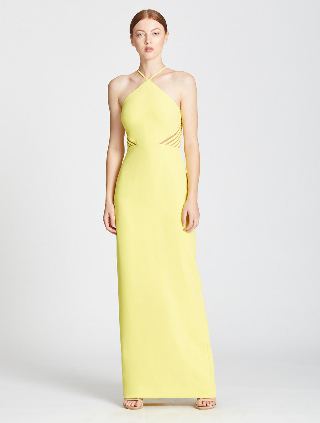 Fitted Gown With Back Strip Applique – Halston