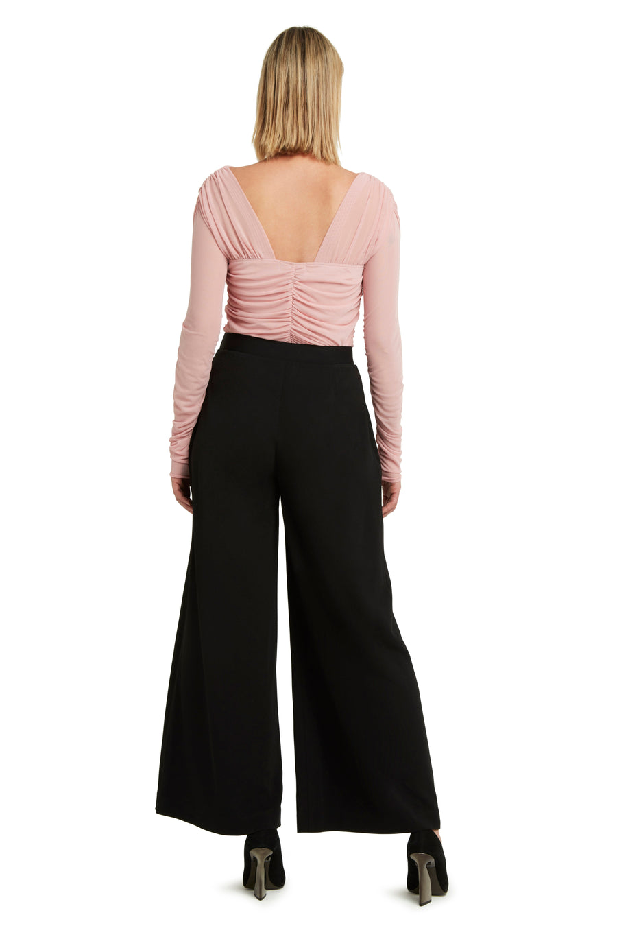 Wide Leg Pull On Pant in Knit Crepe