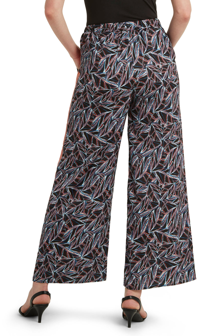 Printed Wide Leg Pant in Washed Satin