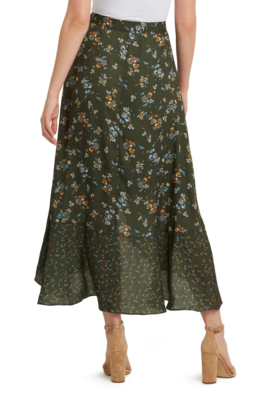 Full Length Double Georgette Faux Wrap Skirt