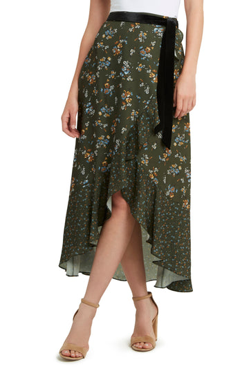 Full Length Double Georgette Faux Wrap Skirt